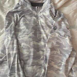 johnnie-O Light Gray Camo Quarter-Zip Pullover